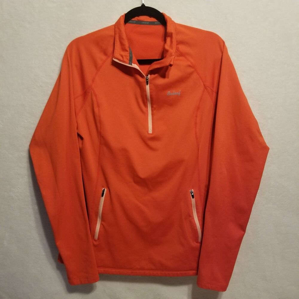 Baleaf XL Top 1/4 Zip Orange Athletic Zip Pockets Reflective Active Athleisure
